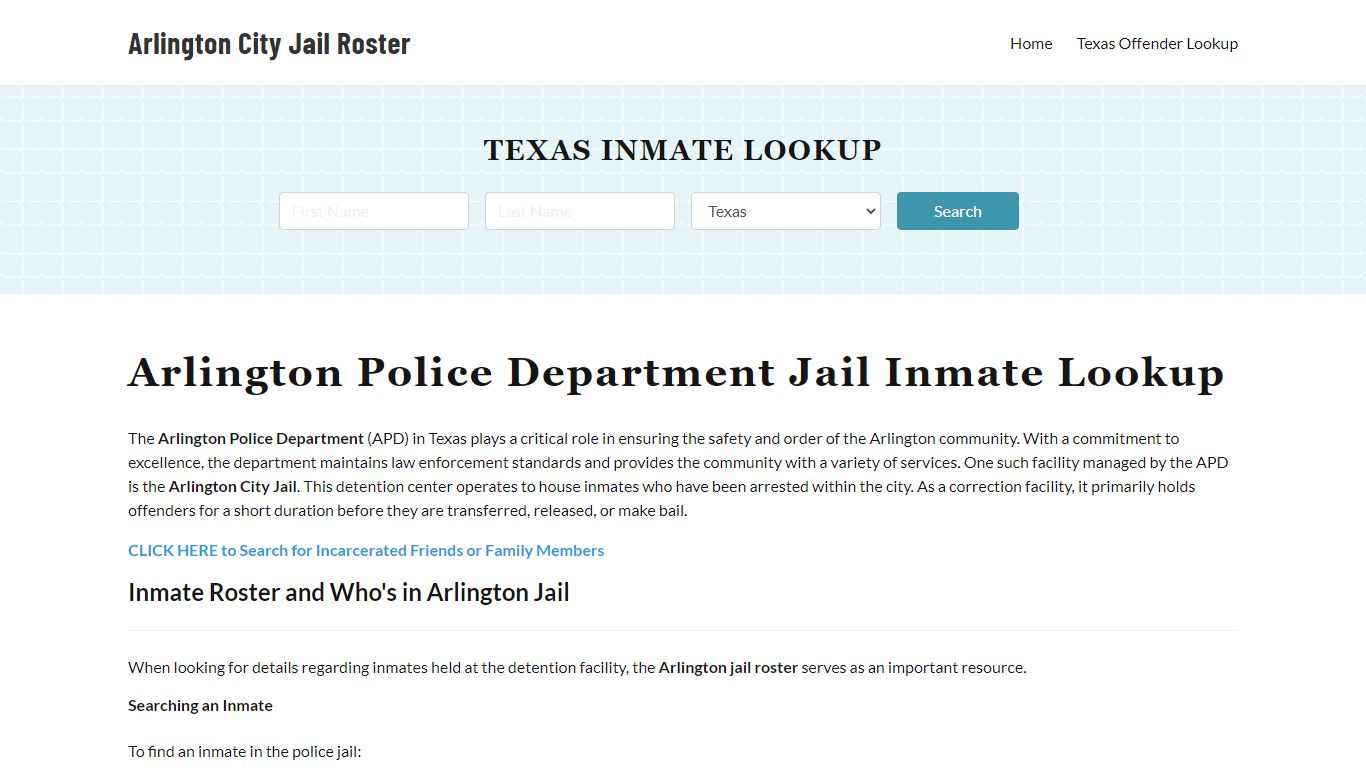 Arlington Police Department & City Jail, TX Inmate Roster, Arrests ...