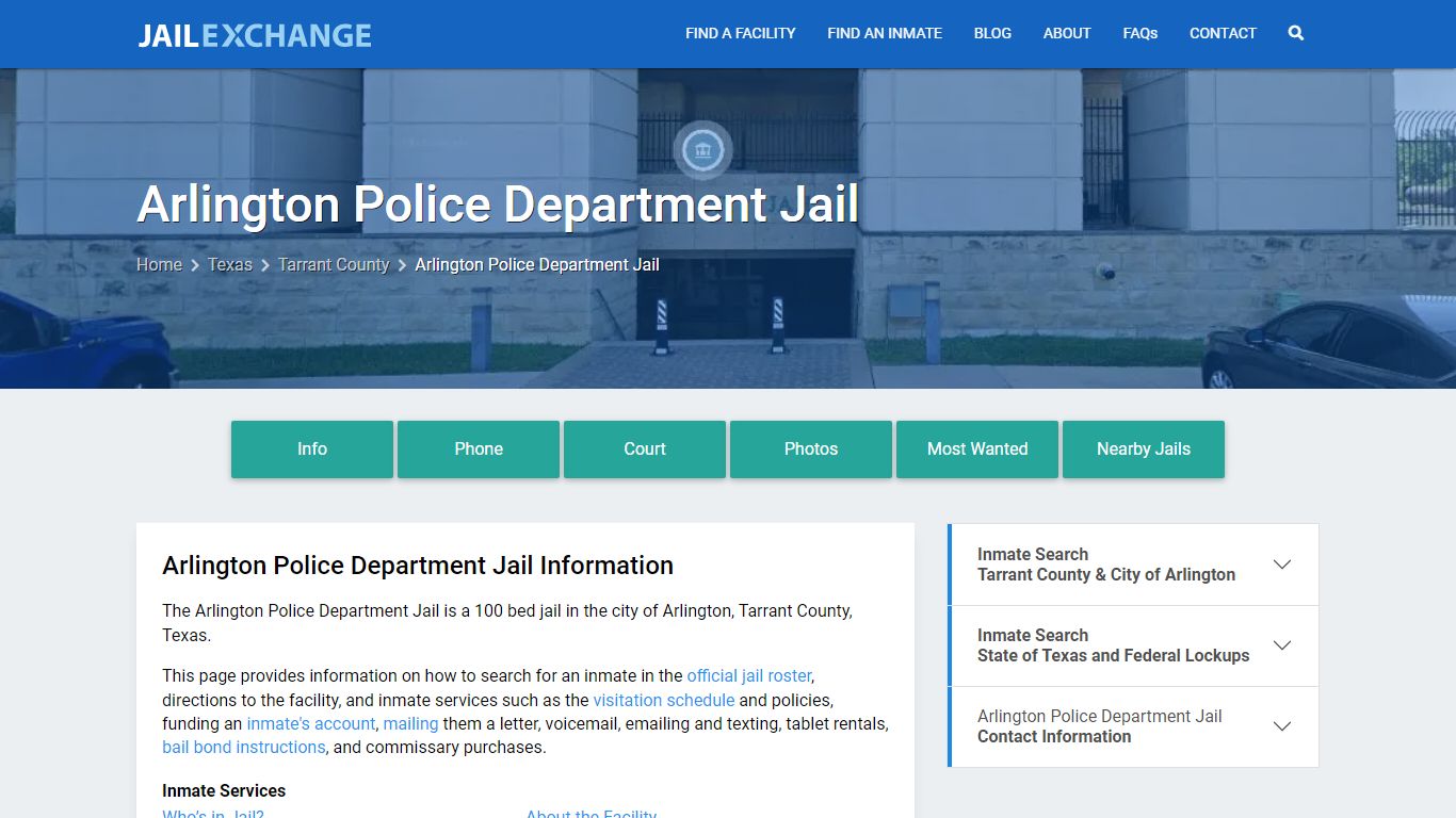 Arlington Police Department Jail, TX Inmate Search, Information